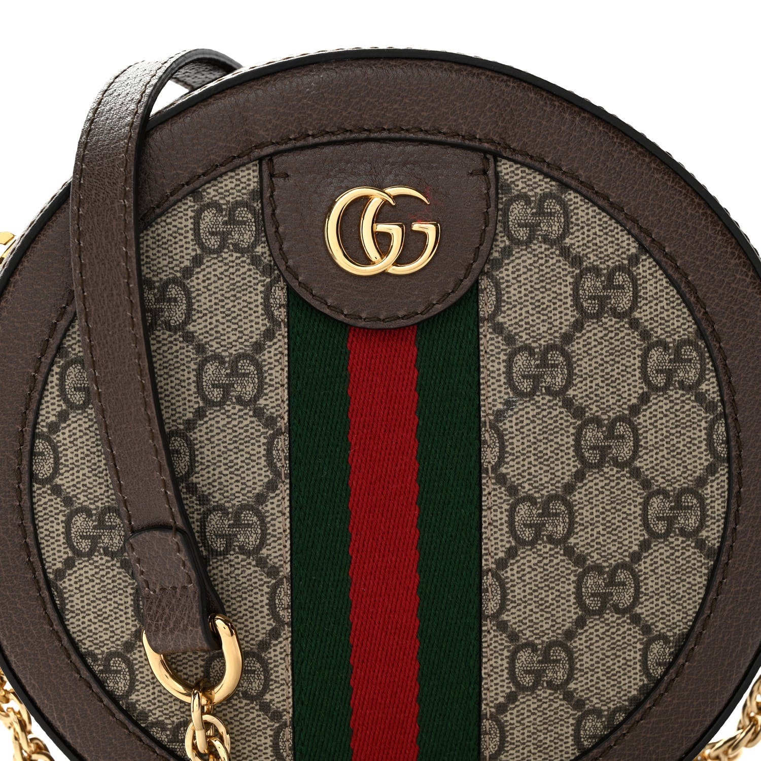 Gucci GG Supreme Monogram Web Mini Ophidia Round Shoulder Bag Brown 7 of 9