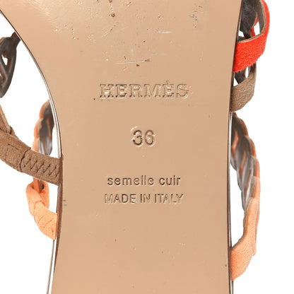Hermes Suede Chaine d'Ancre Nude Sandals 36 6 of 9