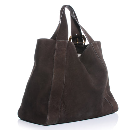Gucci Nubuck Leather Large Ribot Horse Heads Tote Brown 3 of 8