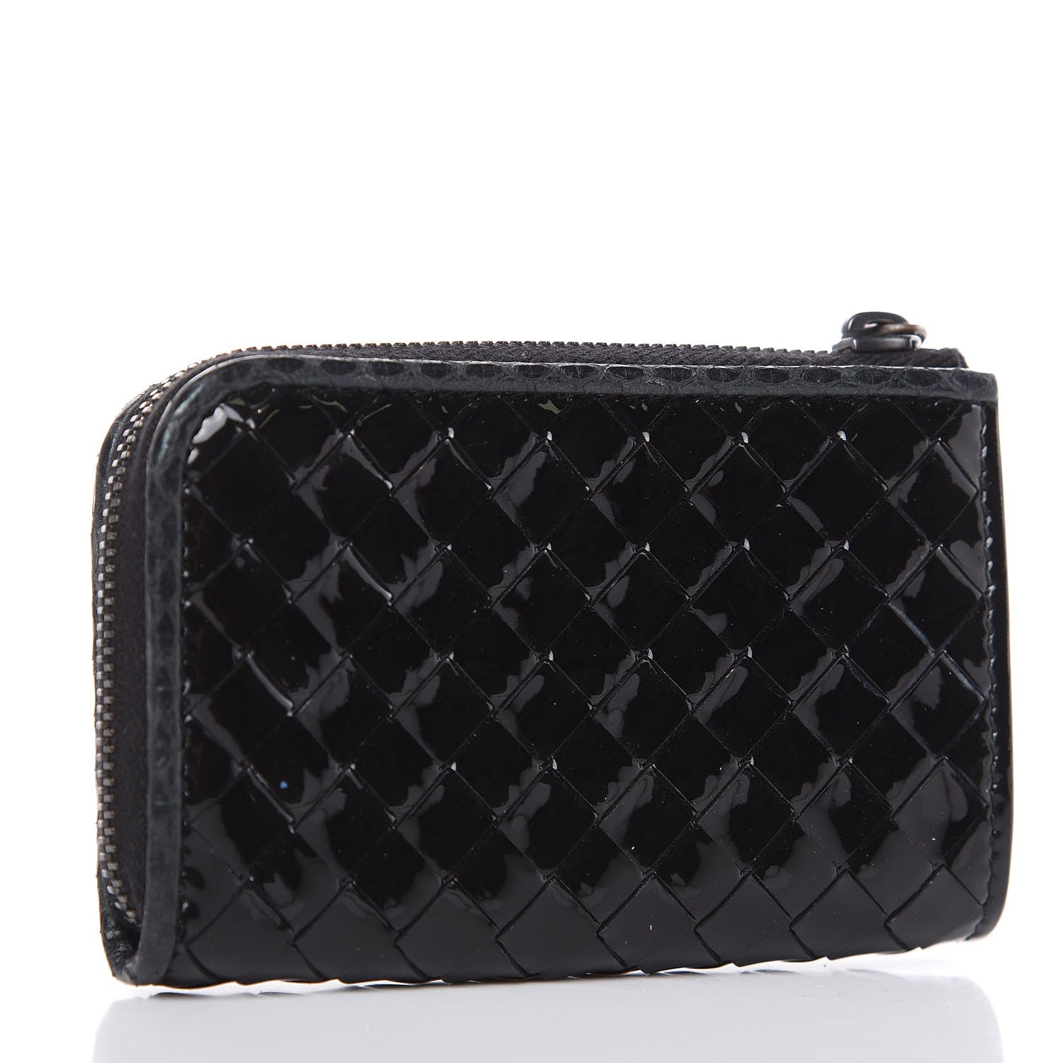 Bottega Veneta Patent Watersnake Intrecciato Coin Purse Black 3 of 9