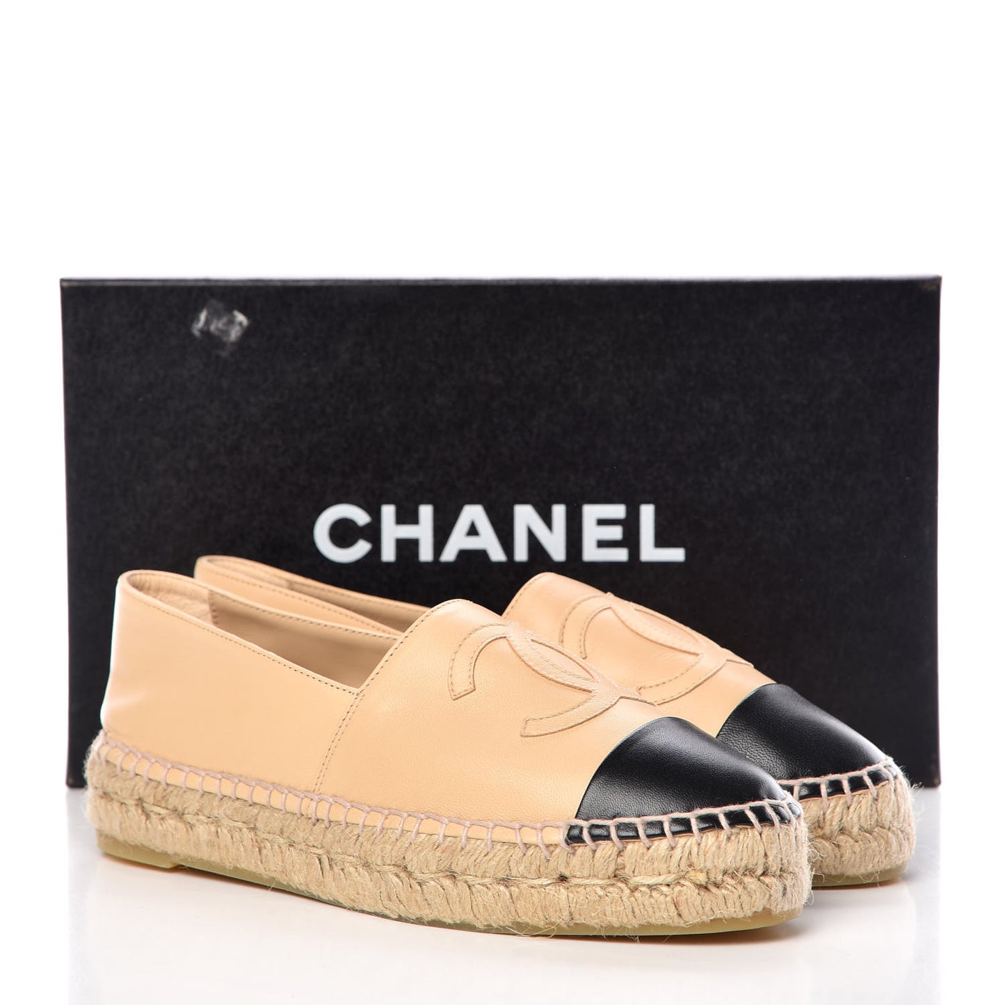 Lambskin CC Espadrilles 36 Beige Black