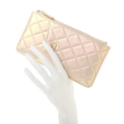 Chanel Iridescent Lambskin Quilted Classic Flat Wallet Pouch Ivory 2 of 7
