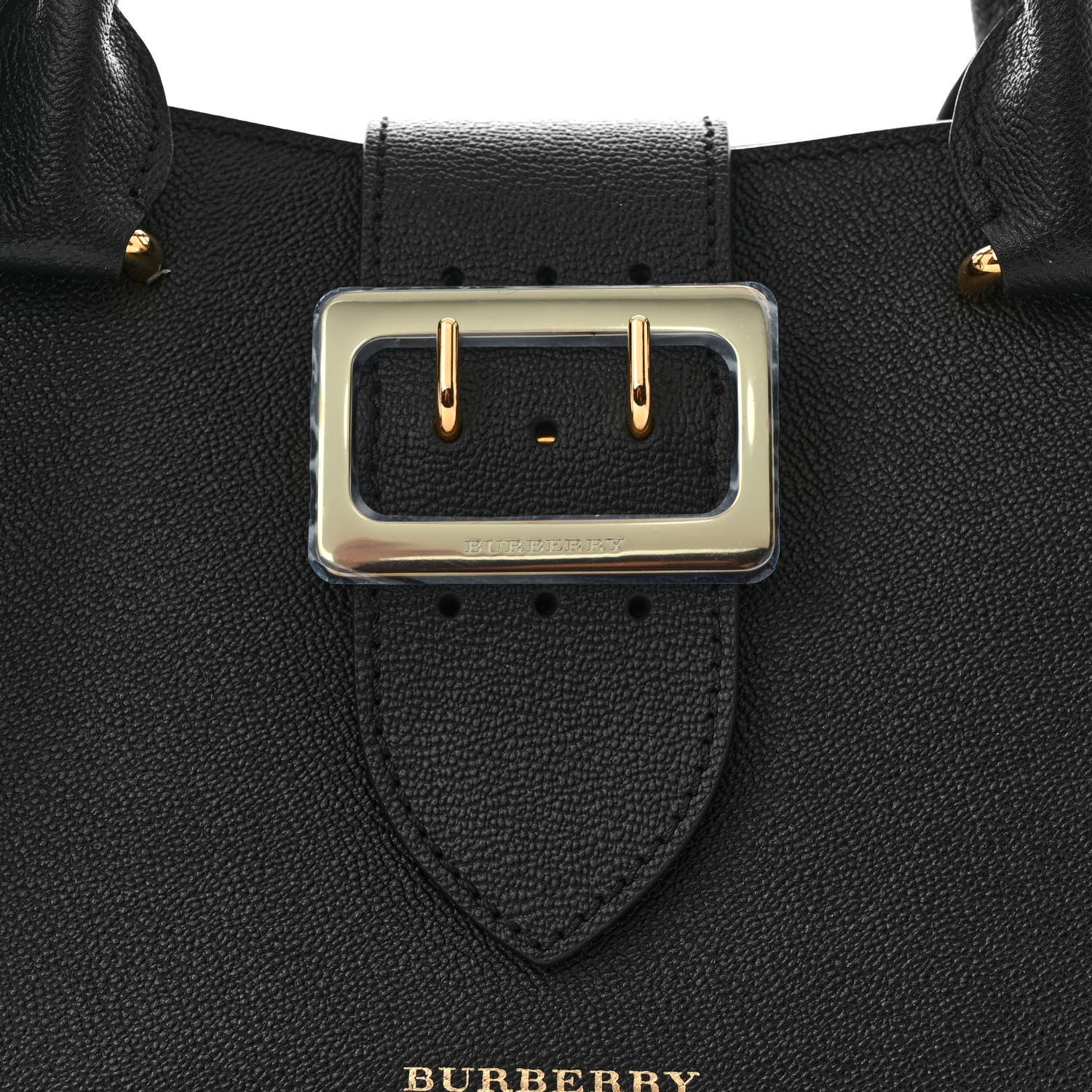 Burberry Soft Grain Calfskin Small Buckle Tote Black 15 of 21