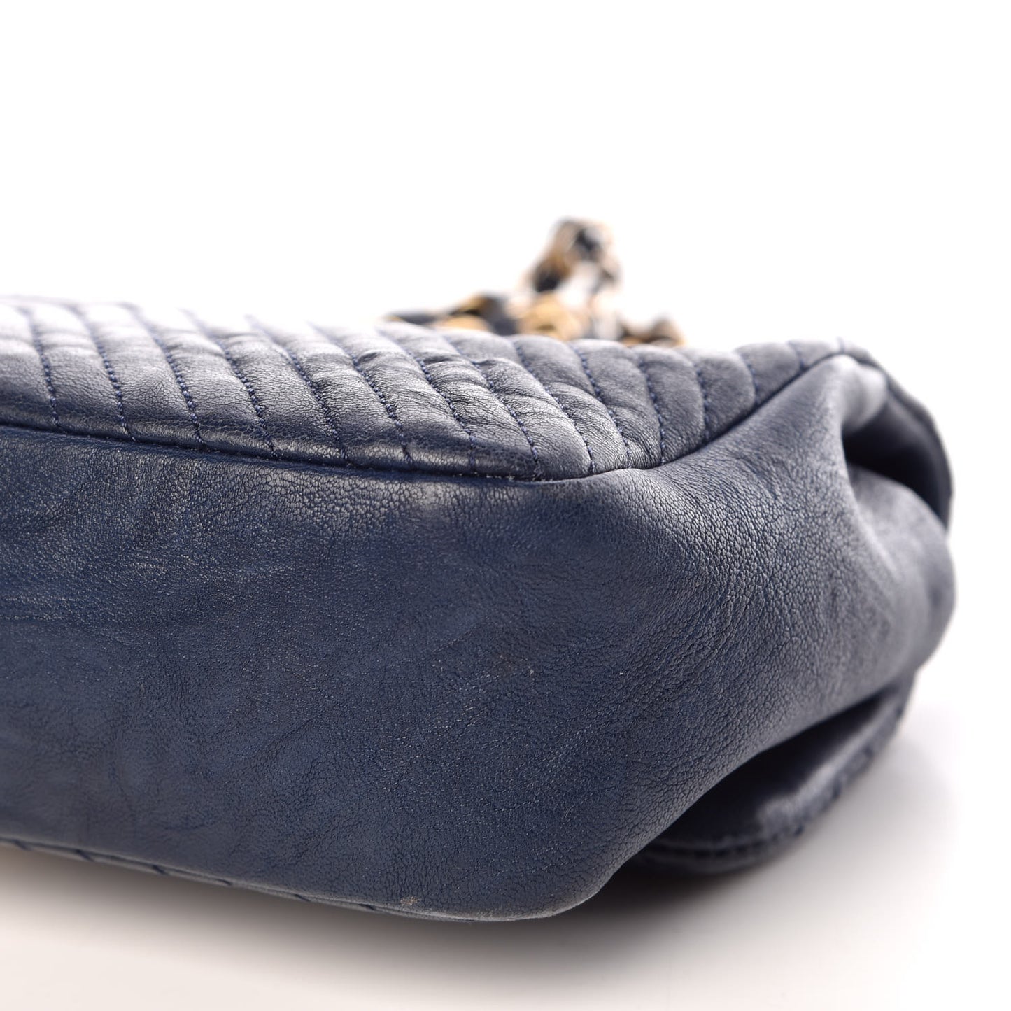 Calfskin Surpique Chevron Small Flap Navy