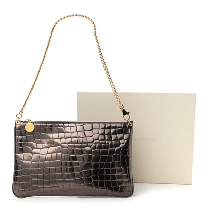 Stella McCartney Embossed Crocodile Effect Chain Clutch Bronze 11 of 11