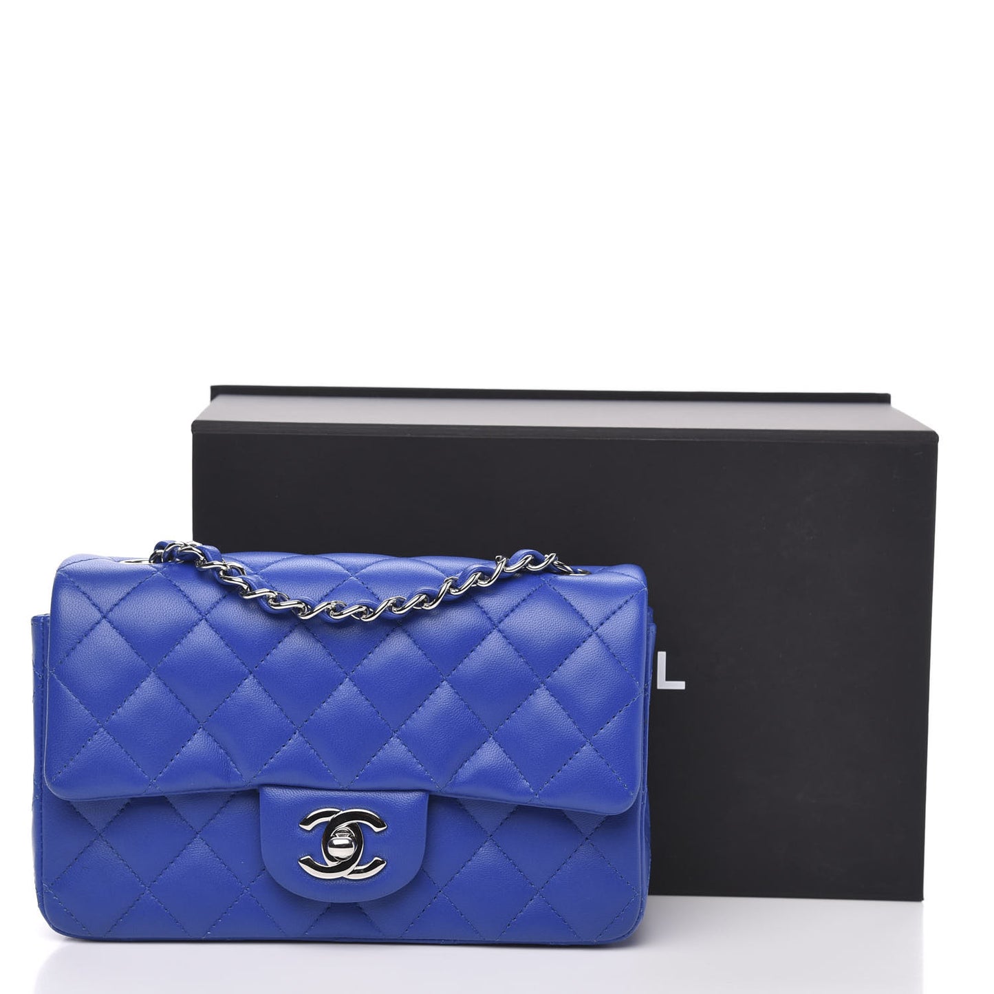 Lambskin Quilted Mini Rectangular Flap Royal Blue