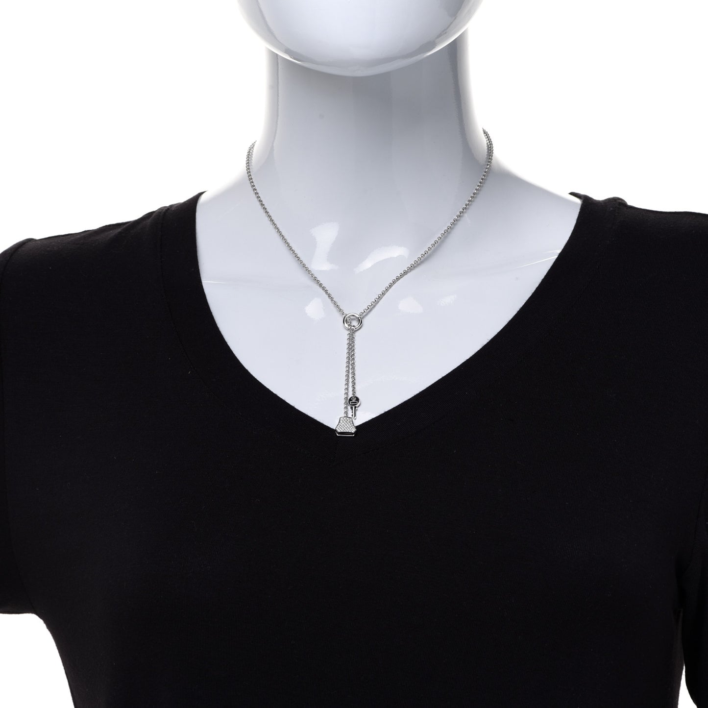 18K White Gold Diamond PM Kelly Clochette Necklace