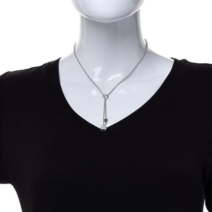 Hermes 18K White Gold Diamond PM Kelly Clochette Necklace 2 of 5