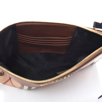 Burberry Haymarket Check Peyton Crossbody Clutch Bag Toffee 5 of 8