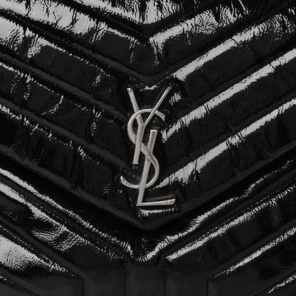 Saint Laurent Patent Y Quilted Monogram Medium Loulou Chain Satchel Black 6 of 8
