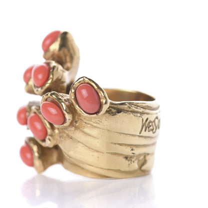 Saint Laurent Arty Dots Ring 5.5 Gold Coral 4 of 5