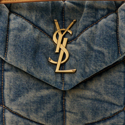 Saint Laurent Denim Quilted Small Loulou Puffer Monogram Chain Satchel Blue Cinnamon 8 of 10
