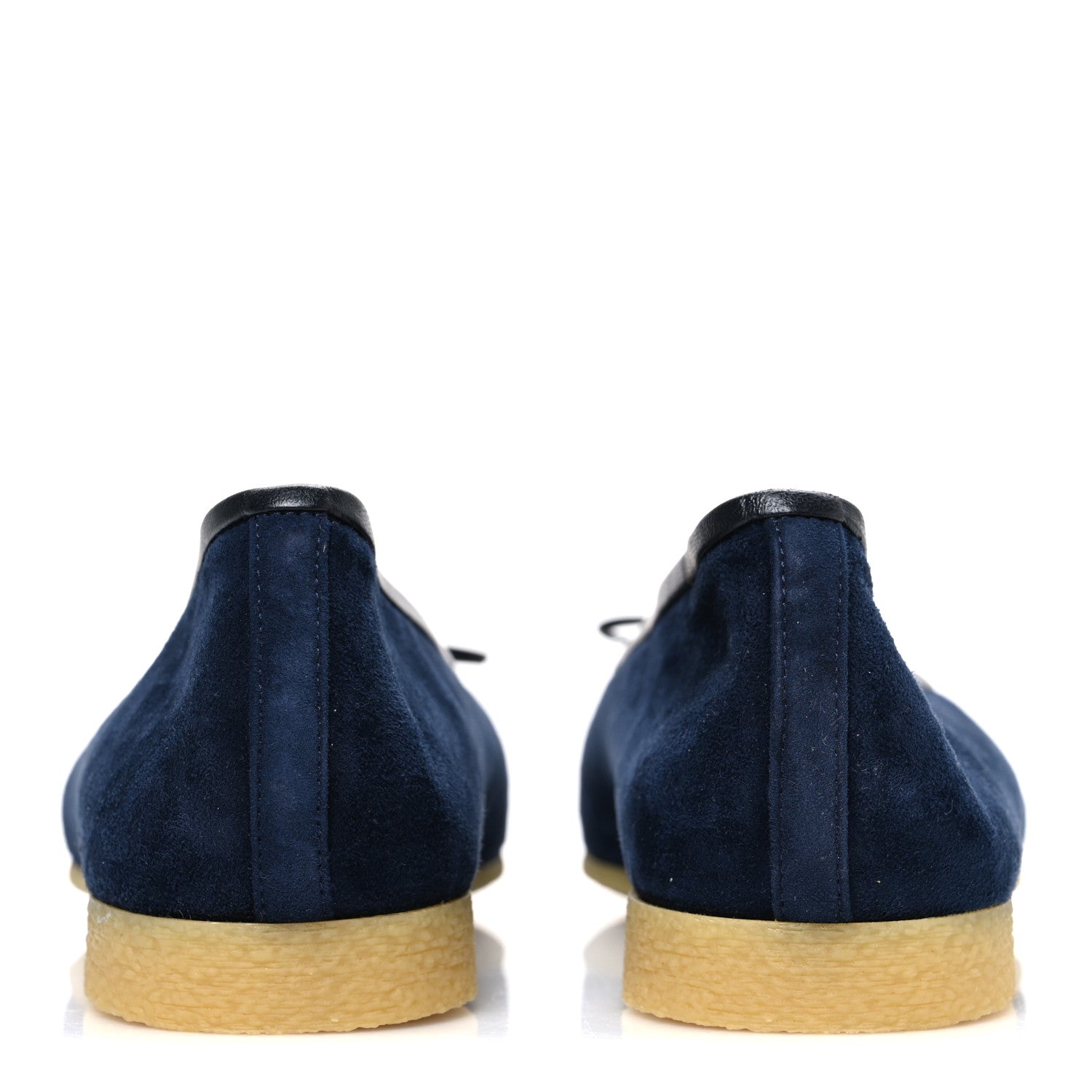 Chanel Suede Calfskin Cap Toe CC Ballerina Flats 40 Navy Black 6 of 10