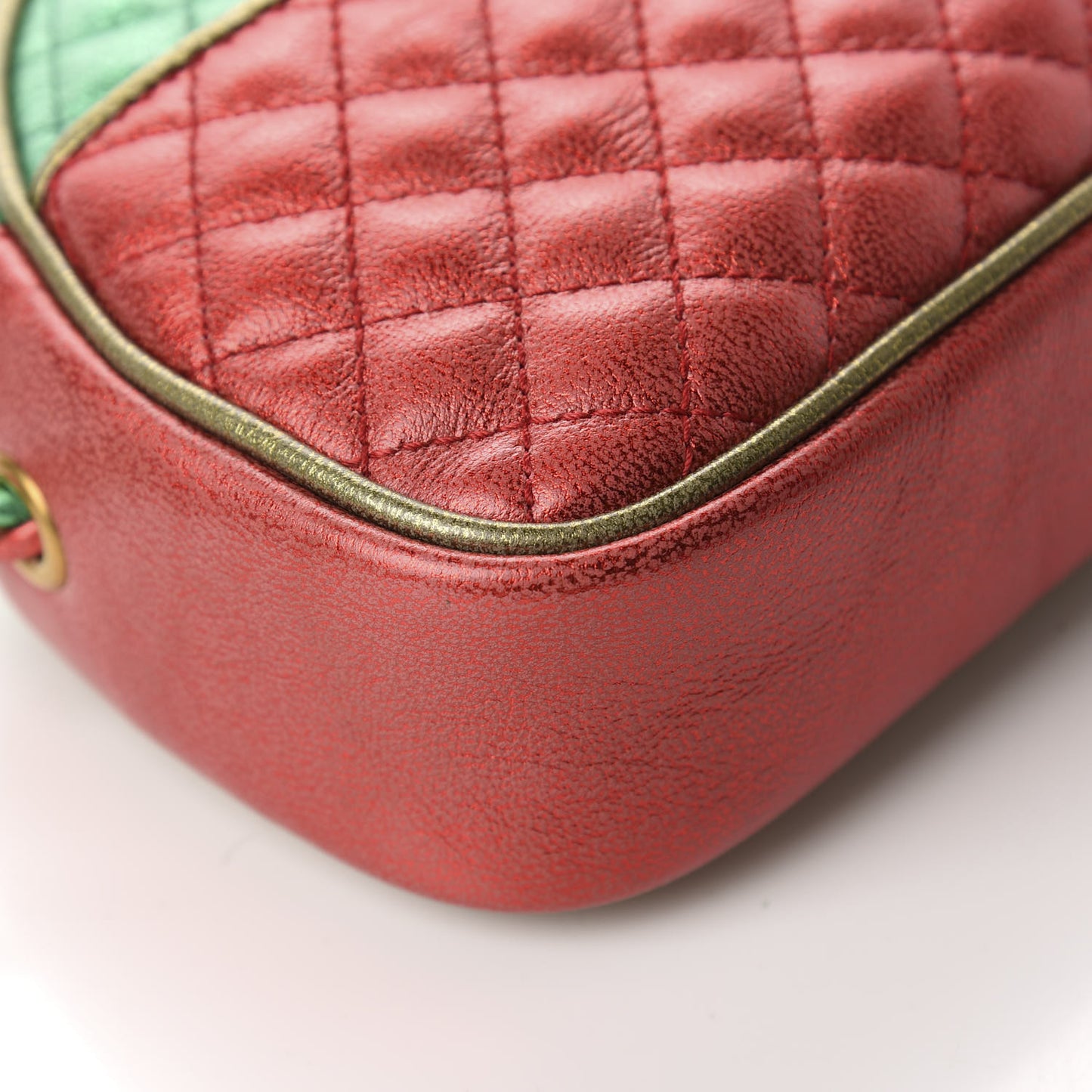 Laminated Nappa Trapuntata Mini Zumi Dome Shoulder Bag Rosso Jasmine Green Rame