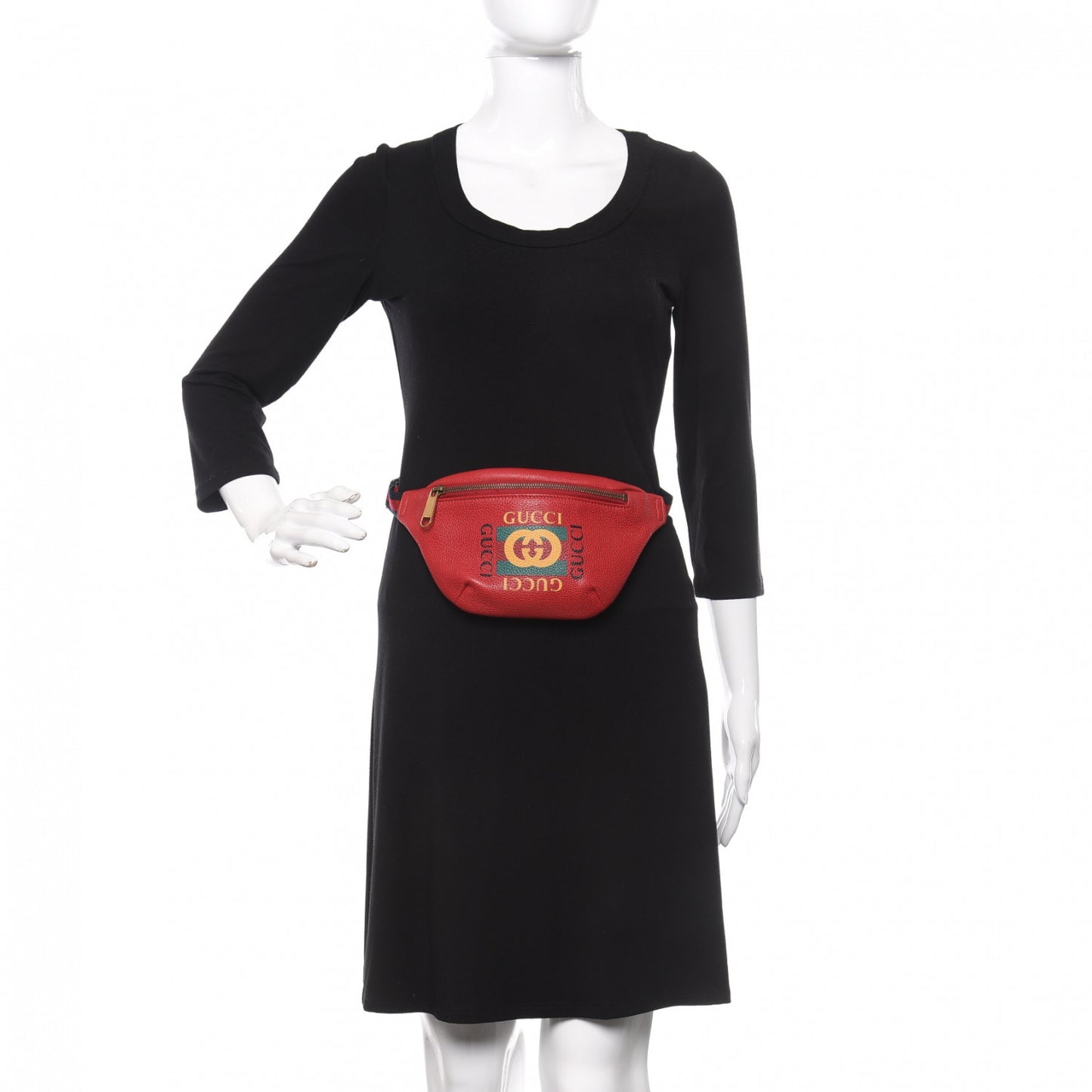 Grained Calfskin Small Logo Belt Bag Hibiscus Red