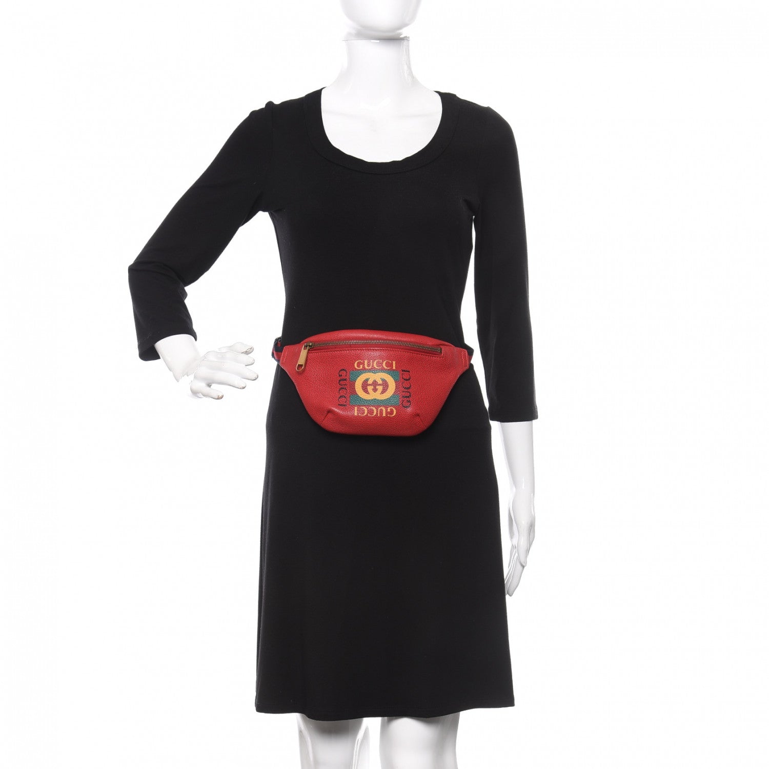 Gucci Grained Calfskin Small Logo Belt Bag Hibiscus Red 2 of 11