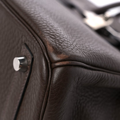 Hermes Taurillon Clemence Birkin 30 Chocolate 9 of 13