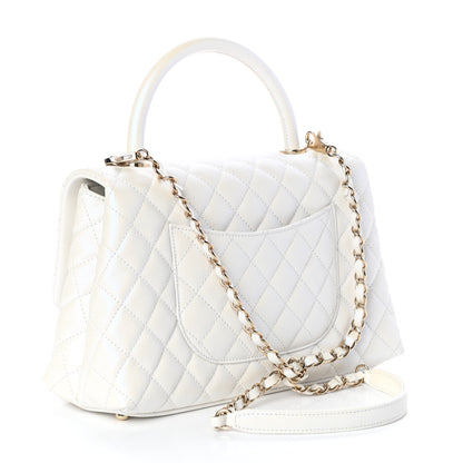Chanel Iridescent Caviar Quilted Small Coco Handle Flap White 3 of 11