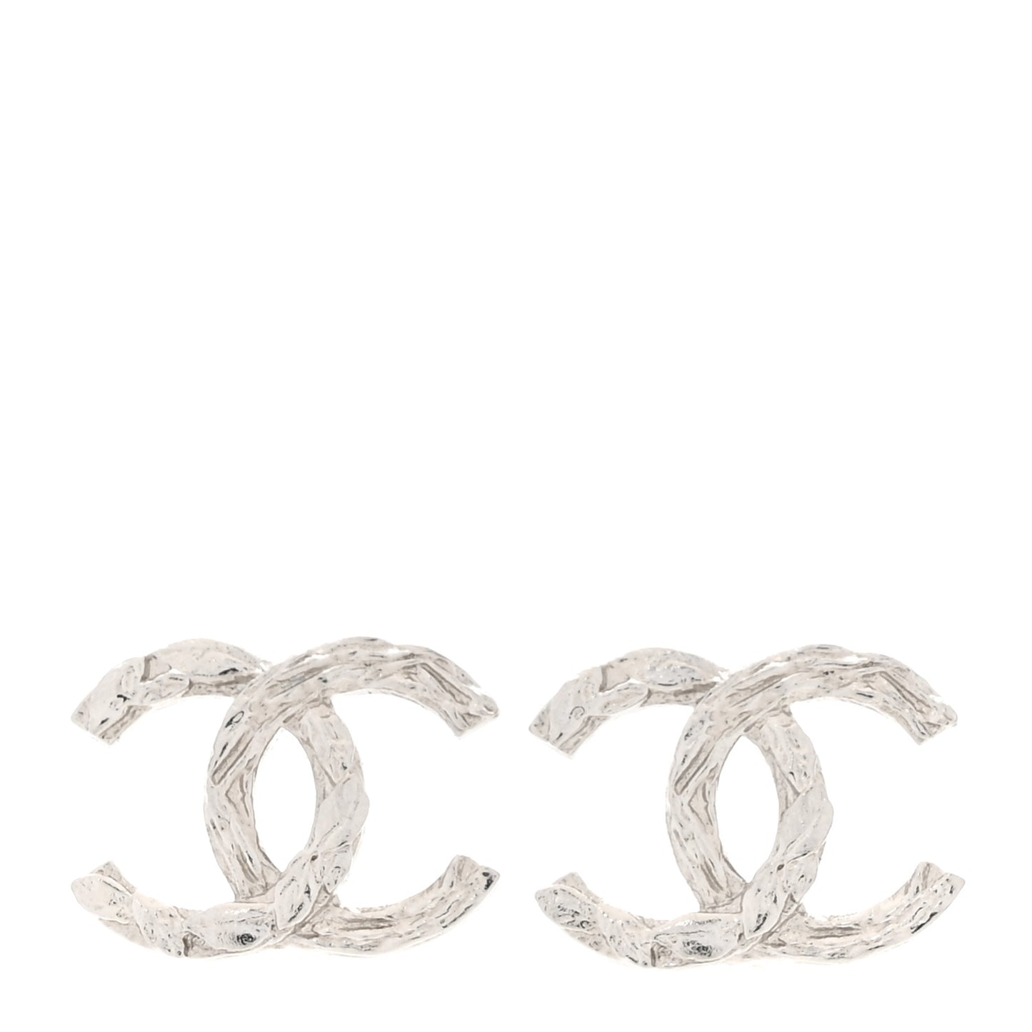 Metal CC Textured Earrings Silver