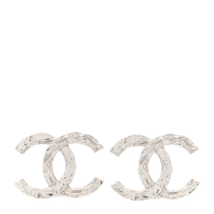 Chanel Metal CC Textured Earrings Silver 1 of 5