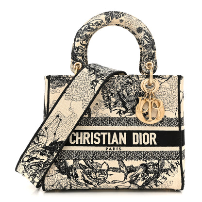 Christian Dior Canvas Embroidered Zodiac Toile De Jouy Medium Lady D-Lite Latte 1 of 12