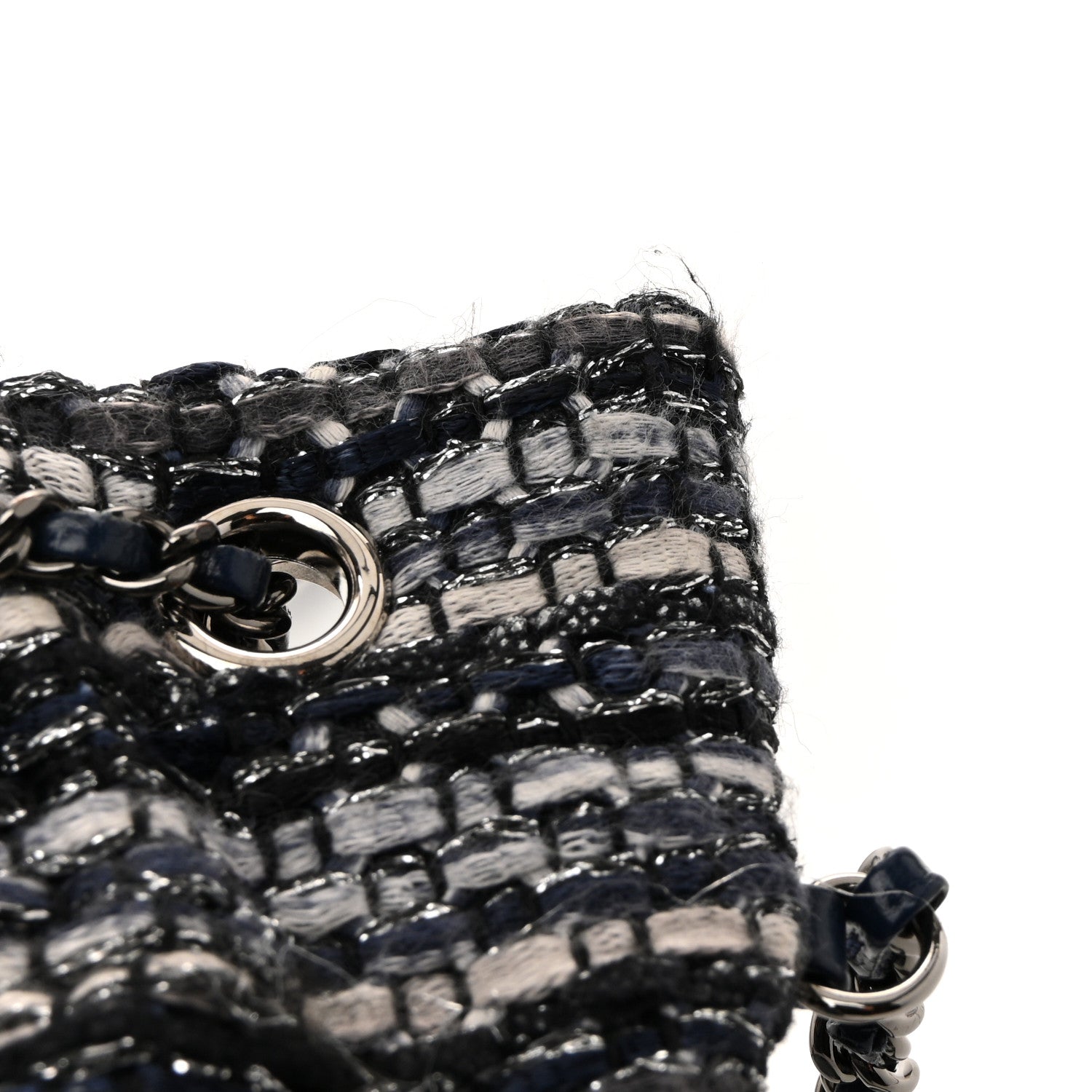 Chanel Tweed Calfskin Quilted Small Gabrielle Bucket Blue Multicolor 12 of 12