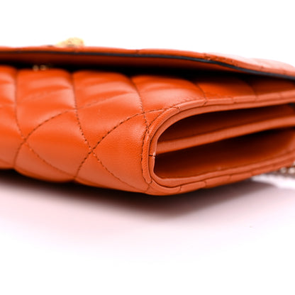 Versace Lambskin Quilted Medusa Wallet On Chain Crossbody Dark Orange 8 of 9