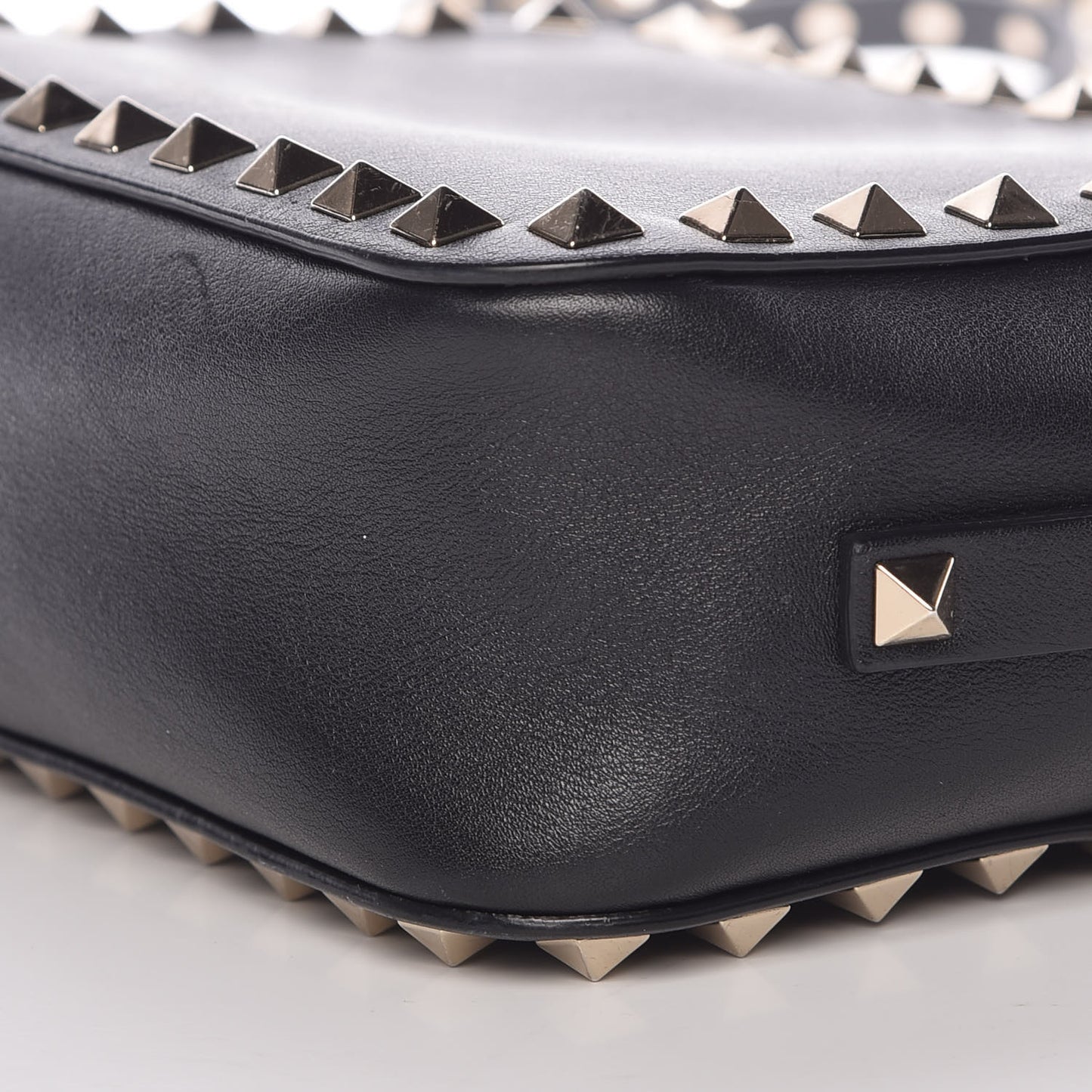Calfskin Rockstud Camera Crossbody Bag Black