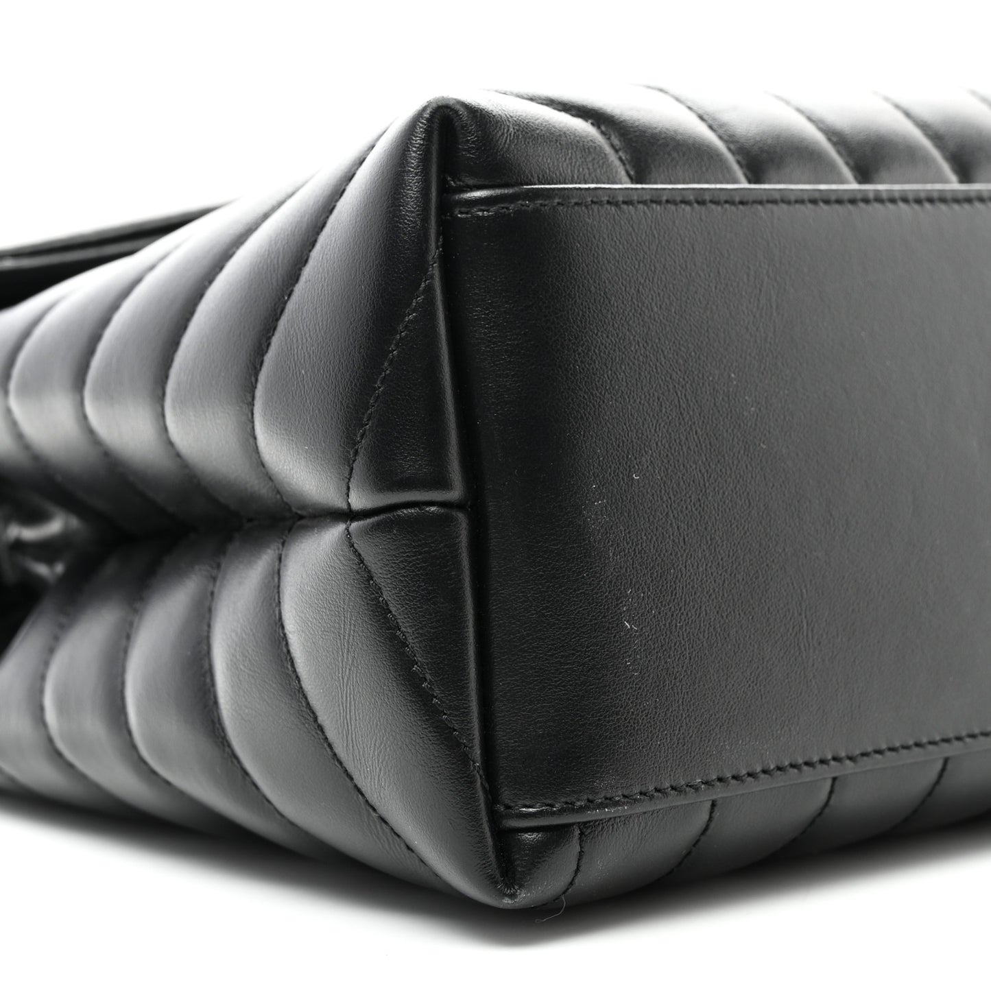Calfskin Y Quilted Monogram Monochrome Medium Loulou Chain Satchel Black