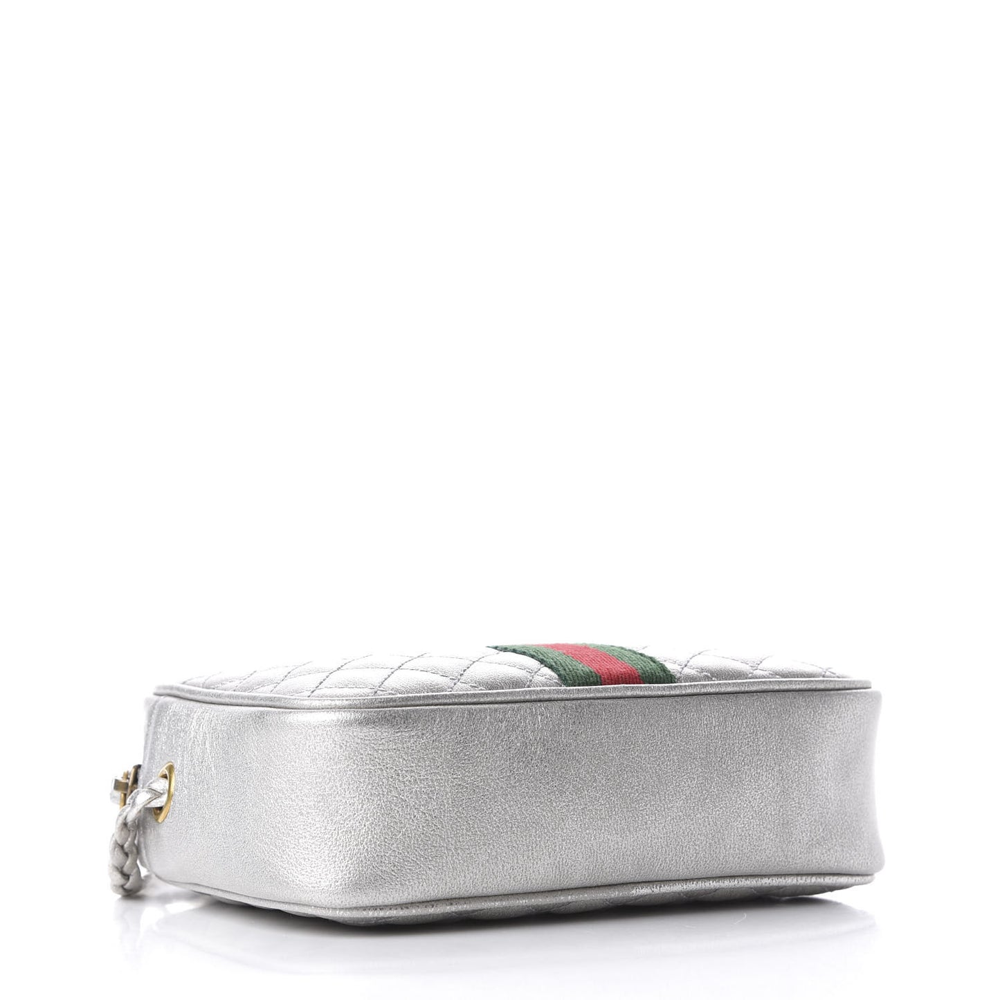 Laminated Nappa Web Trapuntata Mini GG Shoulder Bag Argento