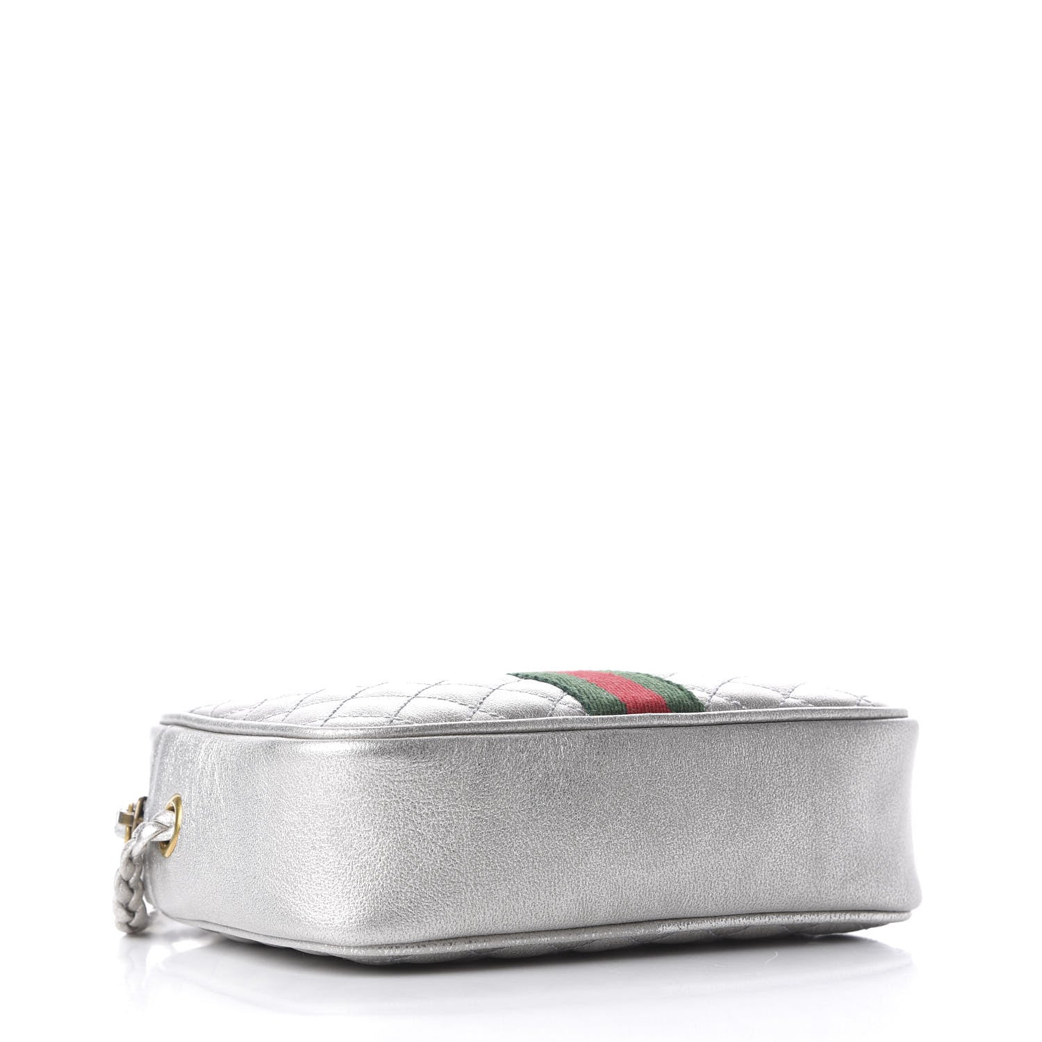 Gucci Laminated Nappa Web Trapuntata Mini GG Shoulder Bag Argento 4 of 11