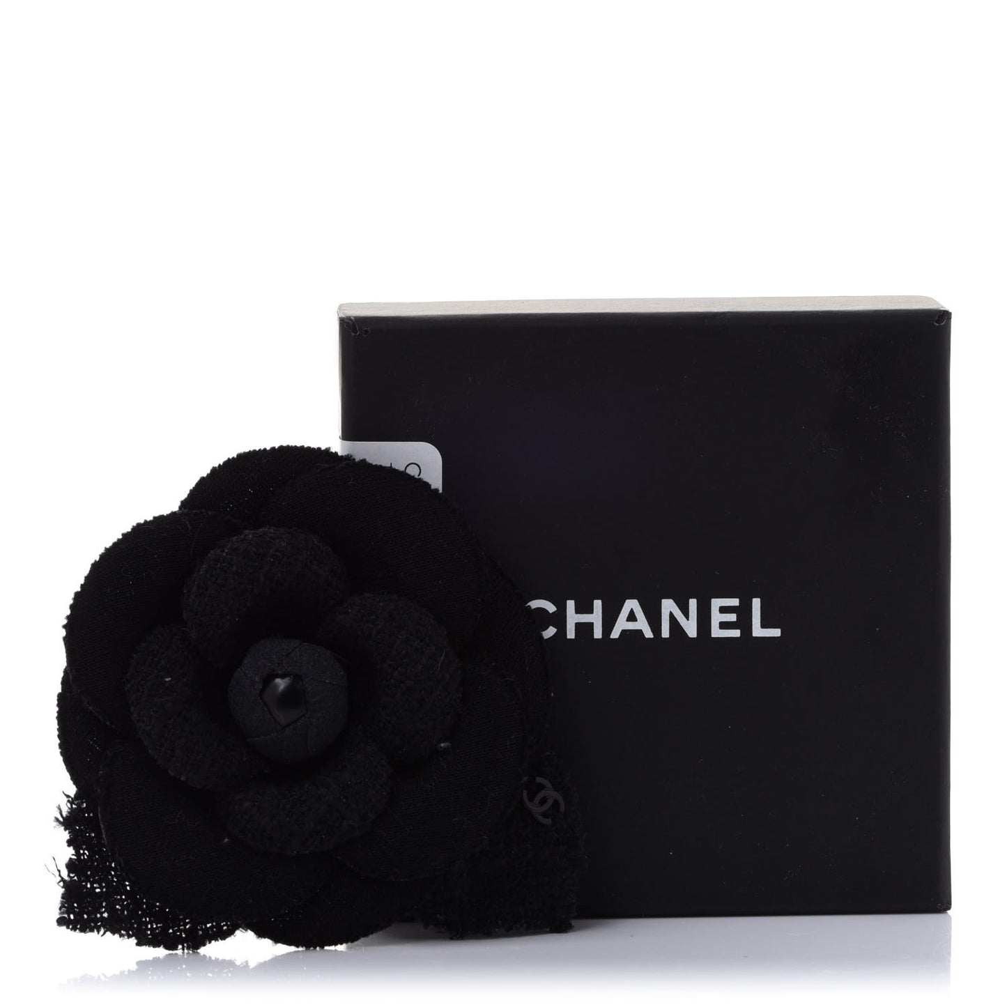 Tweed Camellia Pin Brooch Black