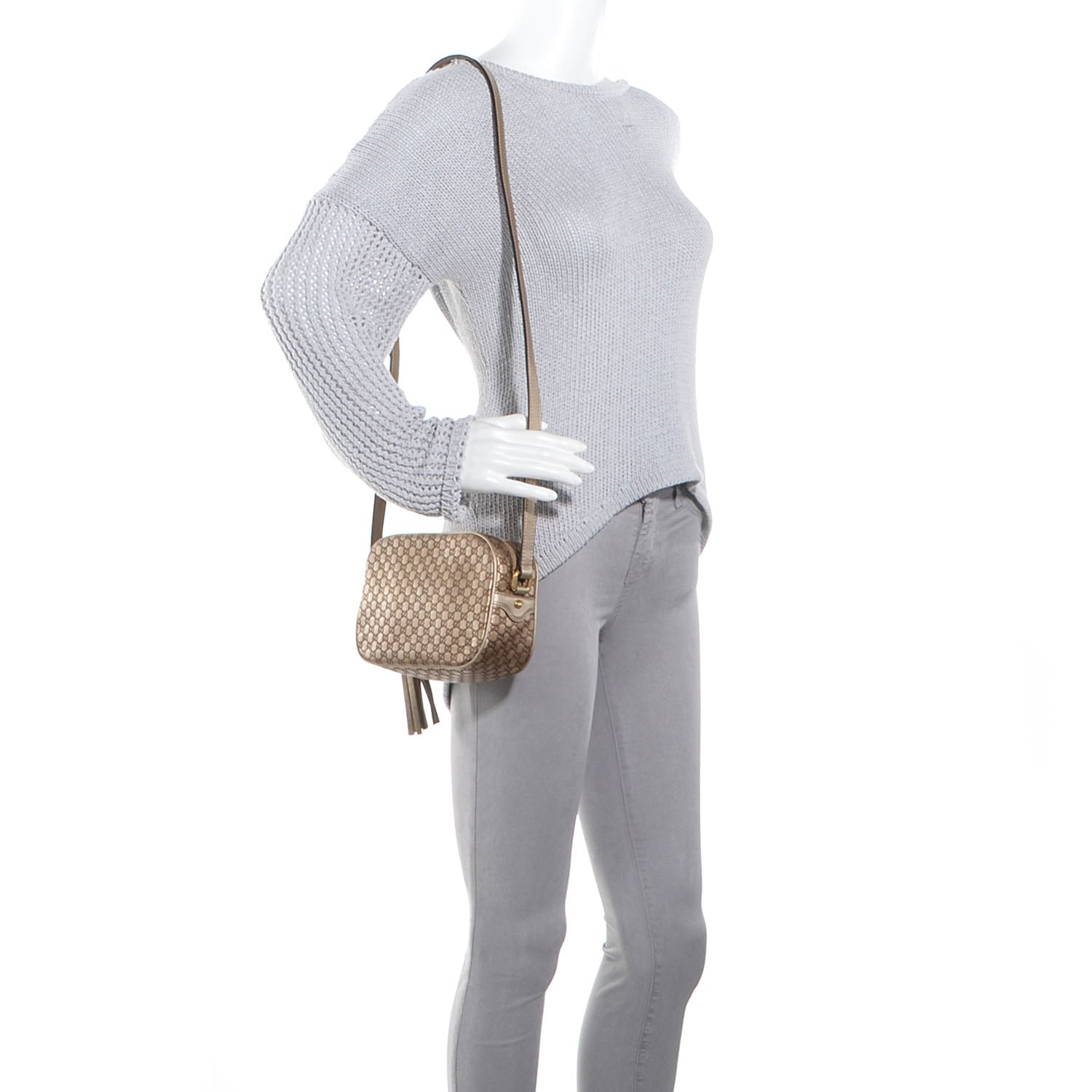 Gucci Metallic Microguccissima Sunshine Disco Crossbody Bag Champagne 2 of 8