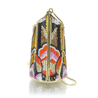 Judith Leiber Swarovski Crystal Floral Minaudiere Evening Clutch Bag 4 of 8