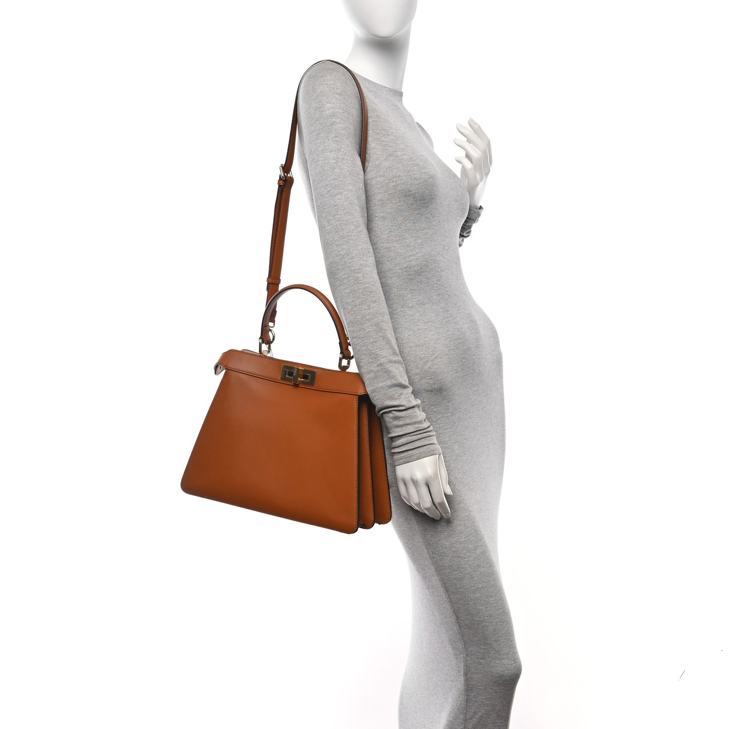 Vitello Seta Shiny Nappa Medium Peekaboo I SEE U Satchel Brandy Light Rose