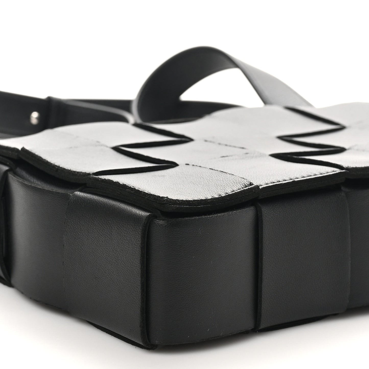 Lambskin Maxi Intrecciato Cassette Crossbody Bag Black