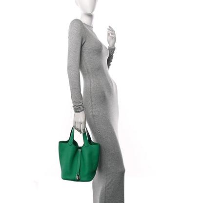 Hermes Taurillon Clemence Swift Eclat Picotin Lock 22 MM Menthe Vert Bosphore 2 of 10