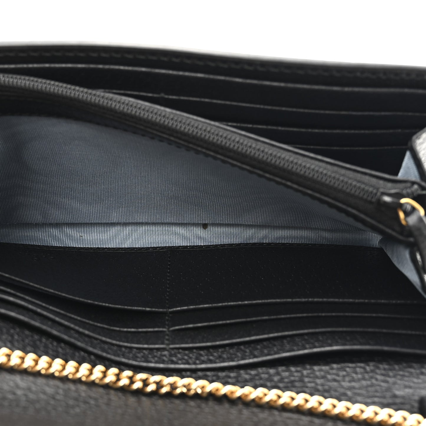 Grained Calfskin Bee Star Continental Chain Wallet Black