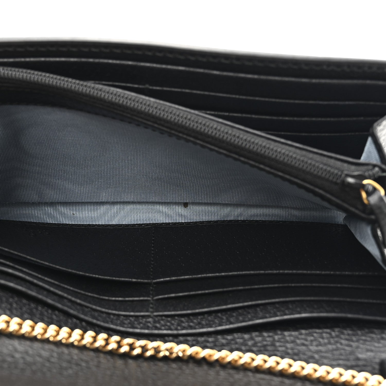 Gucci Grained Calfskin Bee Star Continental Chain Wallet Black 6 of 11