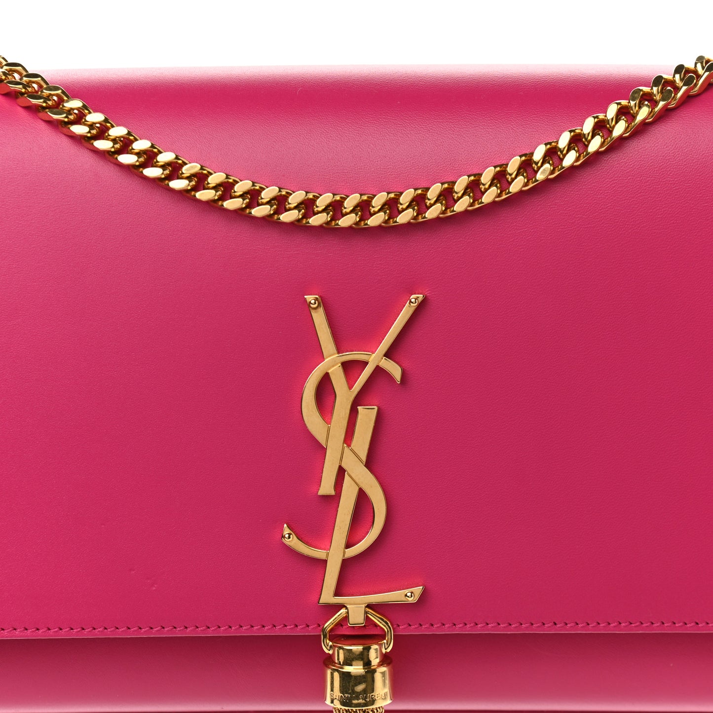 Smooth Calfskin Medium Classic Monogram Kate Tassel Satchel Fuchsia