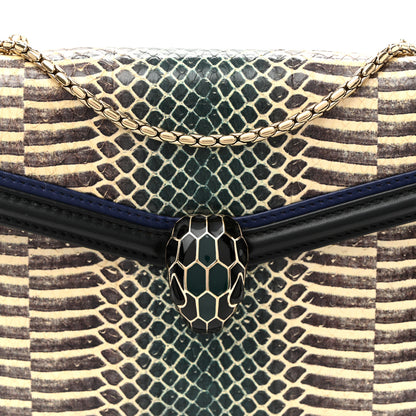 Bulgari Calfskin Snakeskin Serpenti Forever Crossbody Bag Blue Black Multicolor 7 of 9