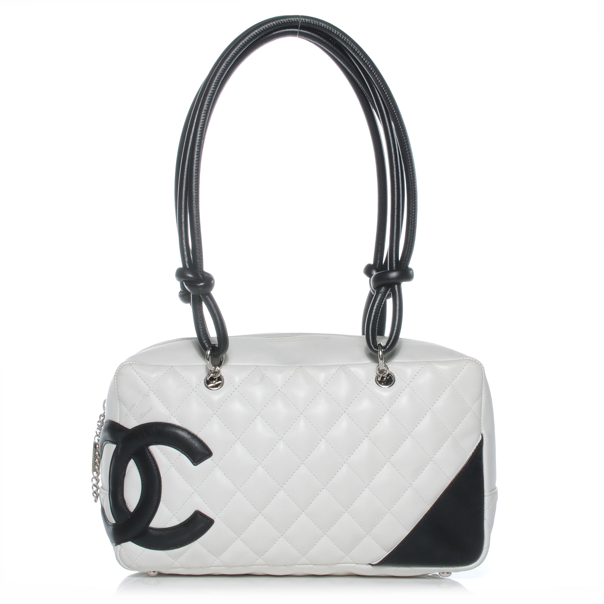 Chanel Calfskin Quilted Large Cambon Bowler White Black 1 of 7