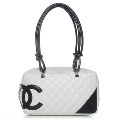 Chanel Calfskin Quilted Large Cambon Bowler White Black 1 of 7