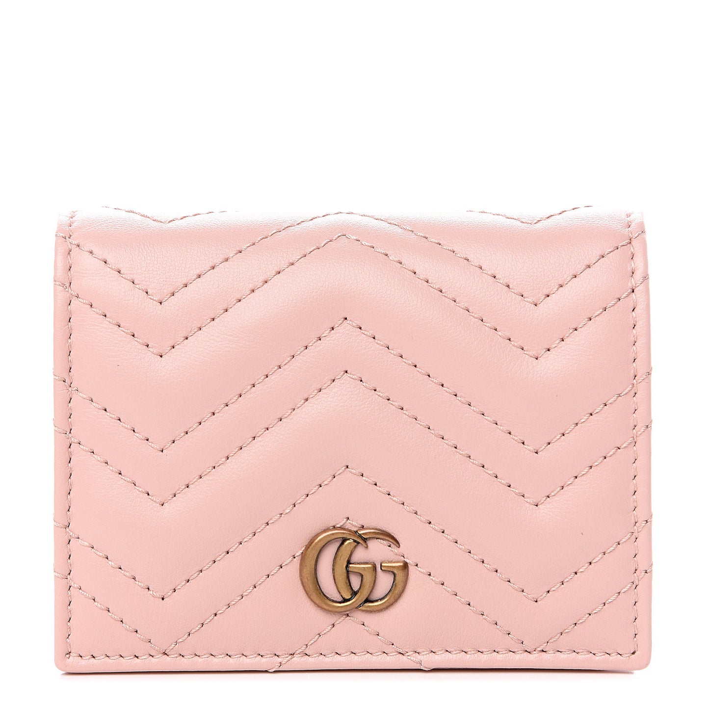 Calfskin Matelasse GG Marmont Card Case Wallet Perfect Pink