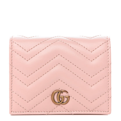 Gucci Calfskin Matelasse GG Marmont Card Case Wallet Perfect Pink 1 of 7