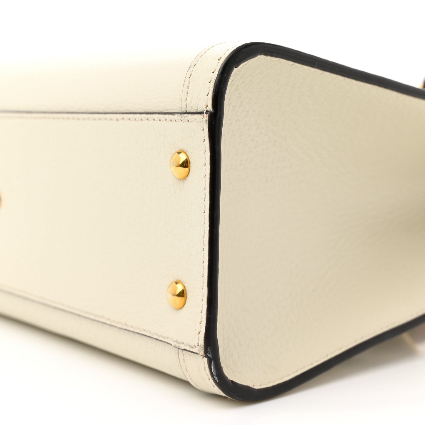 Textured Dollar Calfskin Web Small Diana Tote Bag Mystic White