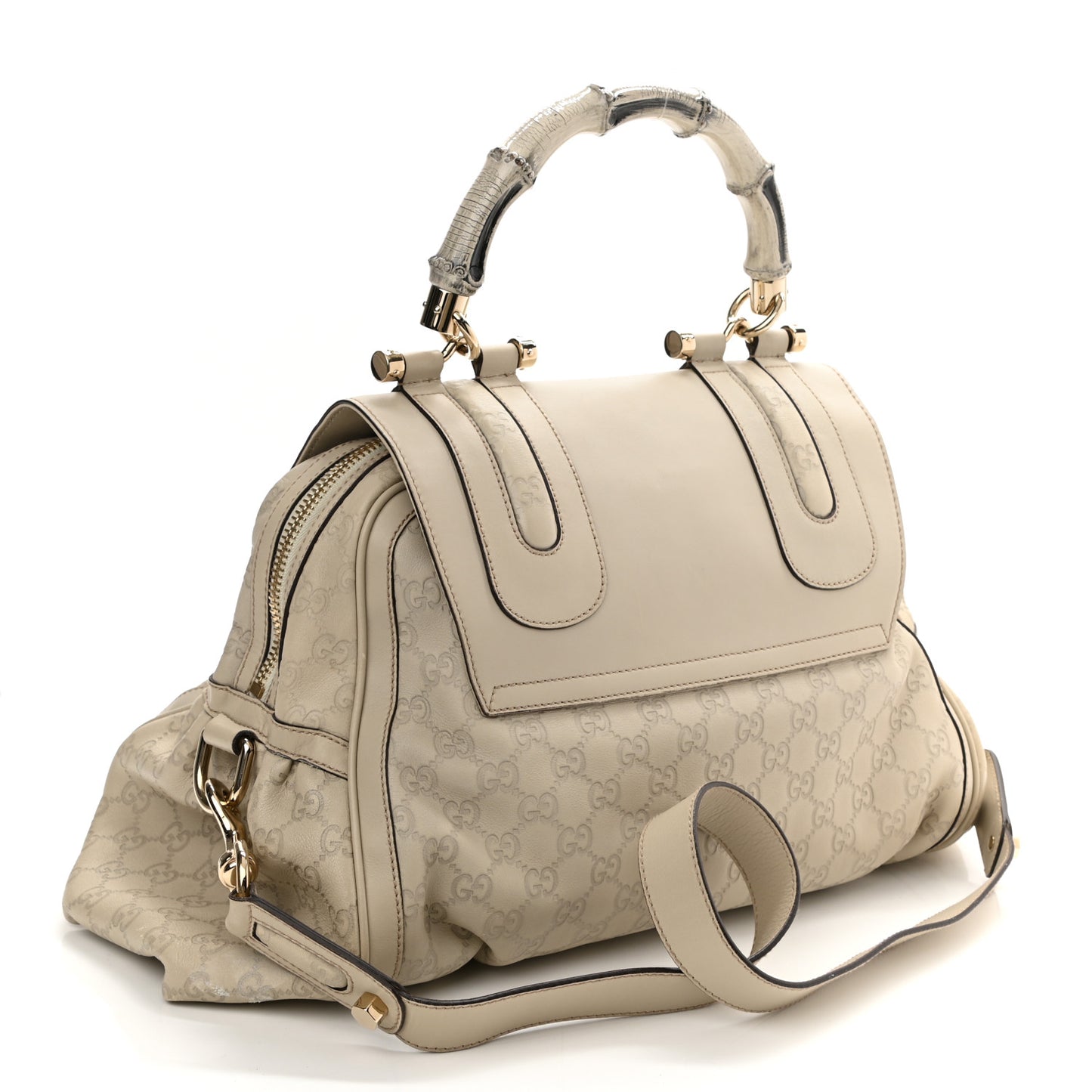 Guccissima Pop Bamboo Handle Tote Off White