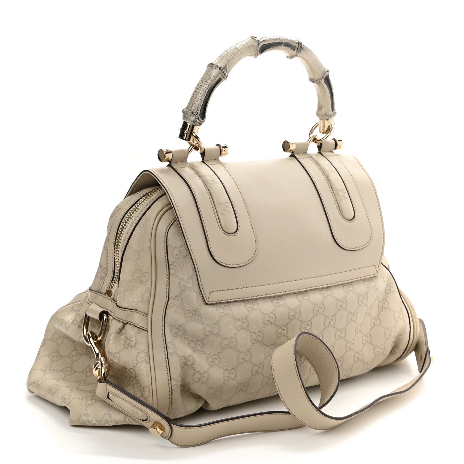 Gucci Guccissima Pop Bamboo Handle Tote Off White 3 of 10