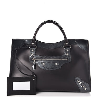 Balenciaga Smooth Calfskin Metallic Patent Giant 12 Silver Hardware City Black Gris 1 of 8