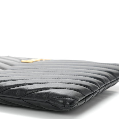 Saint Laurent Calfskin Matelasse Chevron Monogram A5 Wristlet Black 10 of 11
